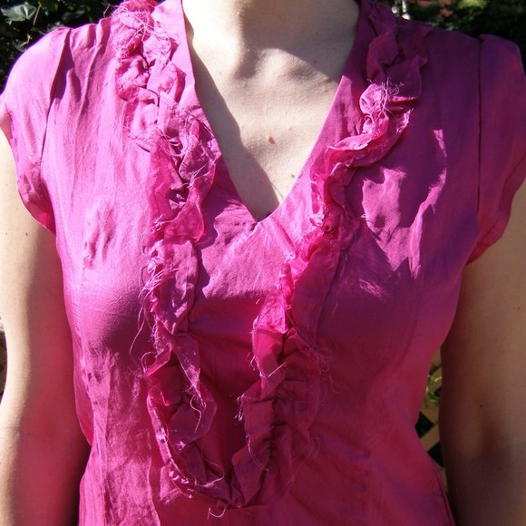 NEW Size M Kimchi Blue Fuchsia SILK Tunic dress - Picture 2 of 15